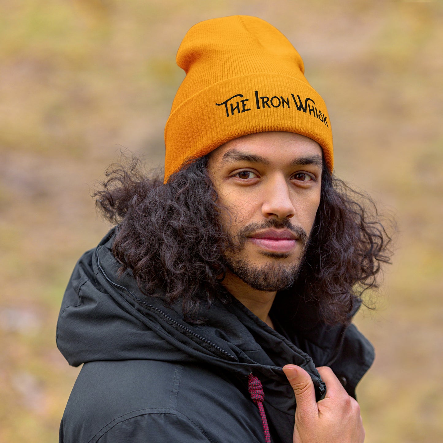 Embroidered Black Logo Cuffed Beanie