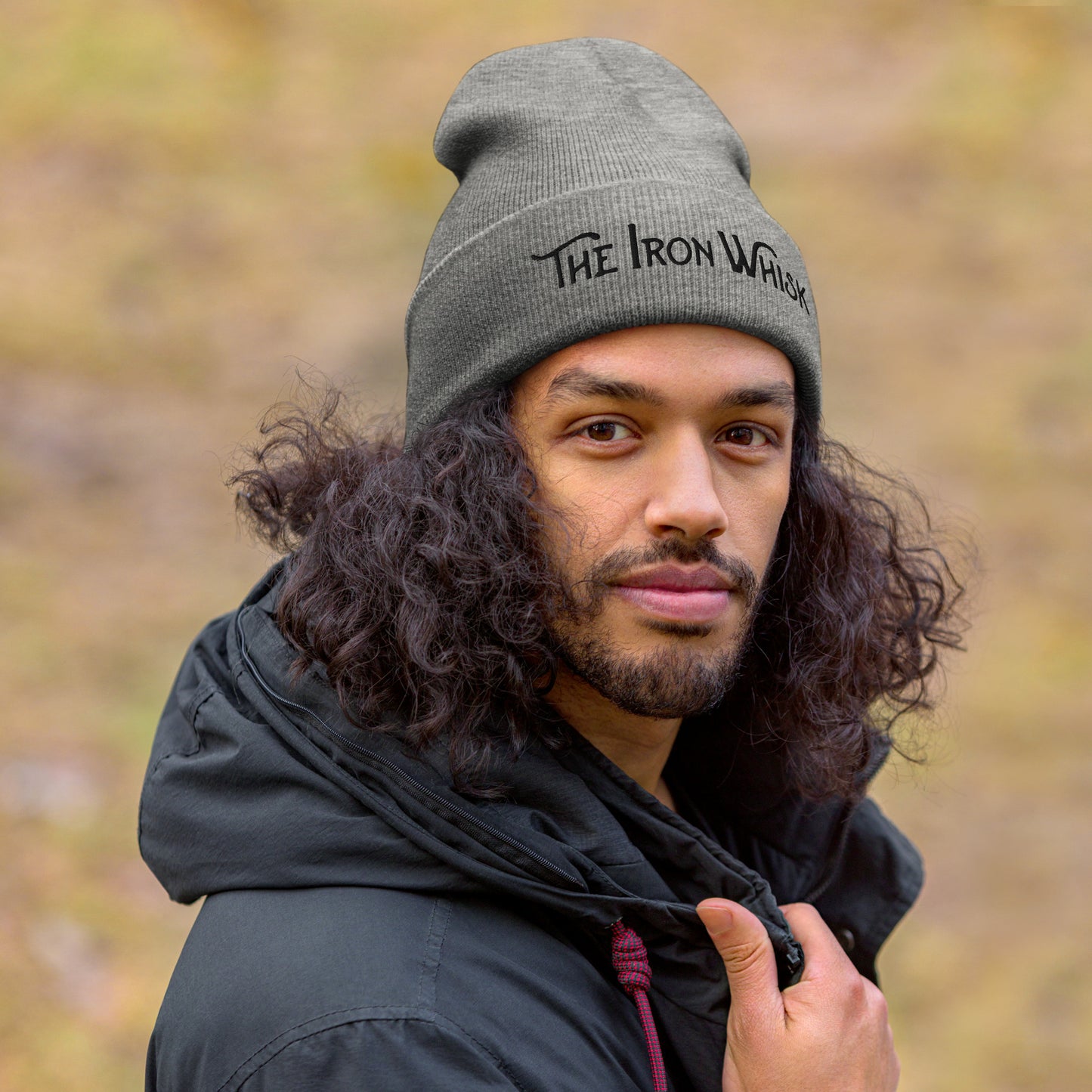 Embroidered Black Logo Cuffed Beanie