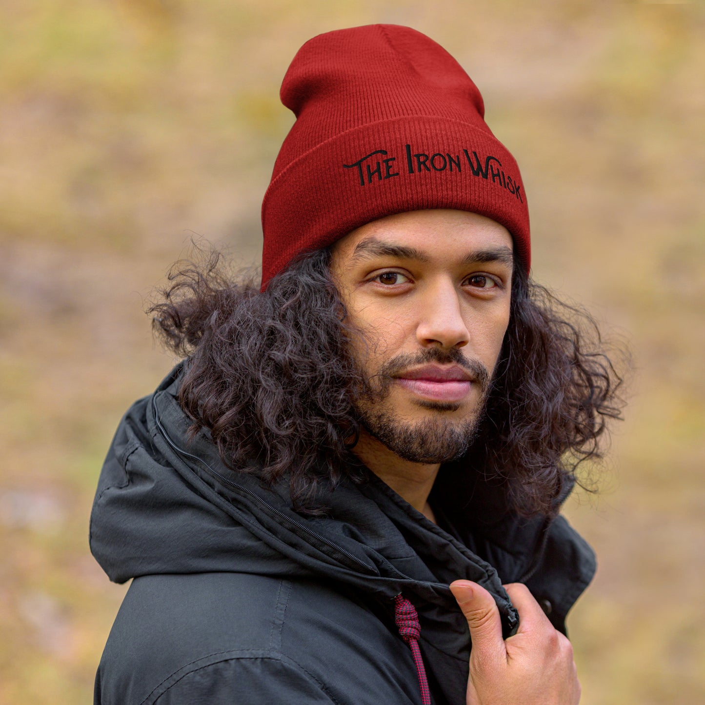 Embroidered Black Logo Cuffed Beanie