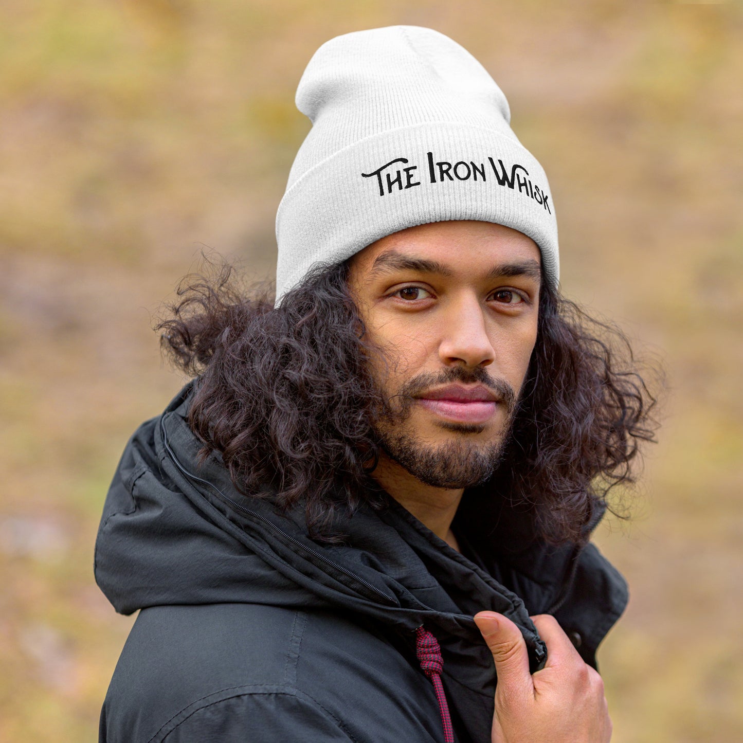 Embroidered Black Logo Cuffed Beanie