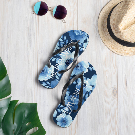 The Iron Whisk Flip-Flops Blue Flower Design