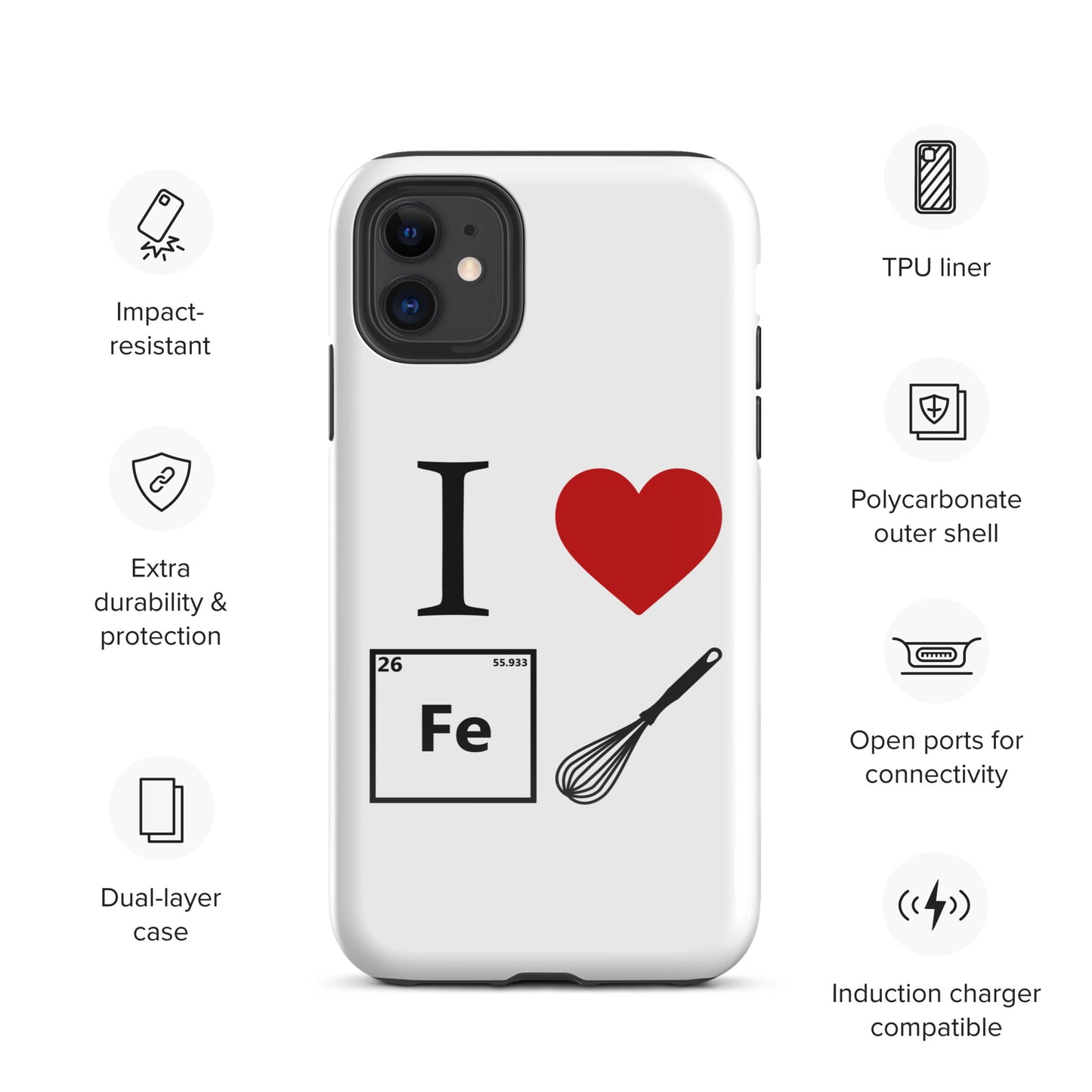 "I Heart Iron Whisk" White Tough Case for iPhone®