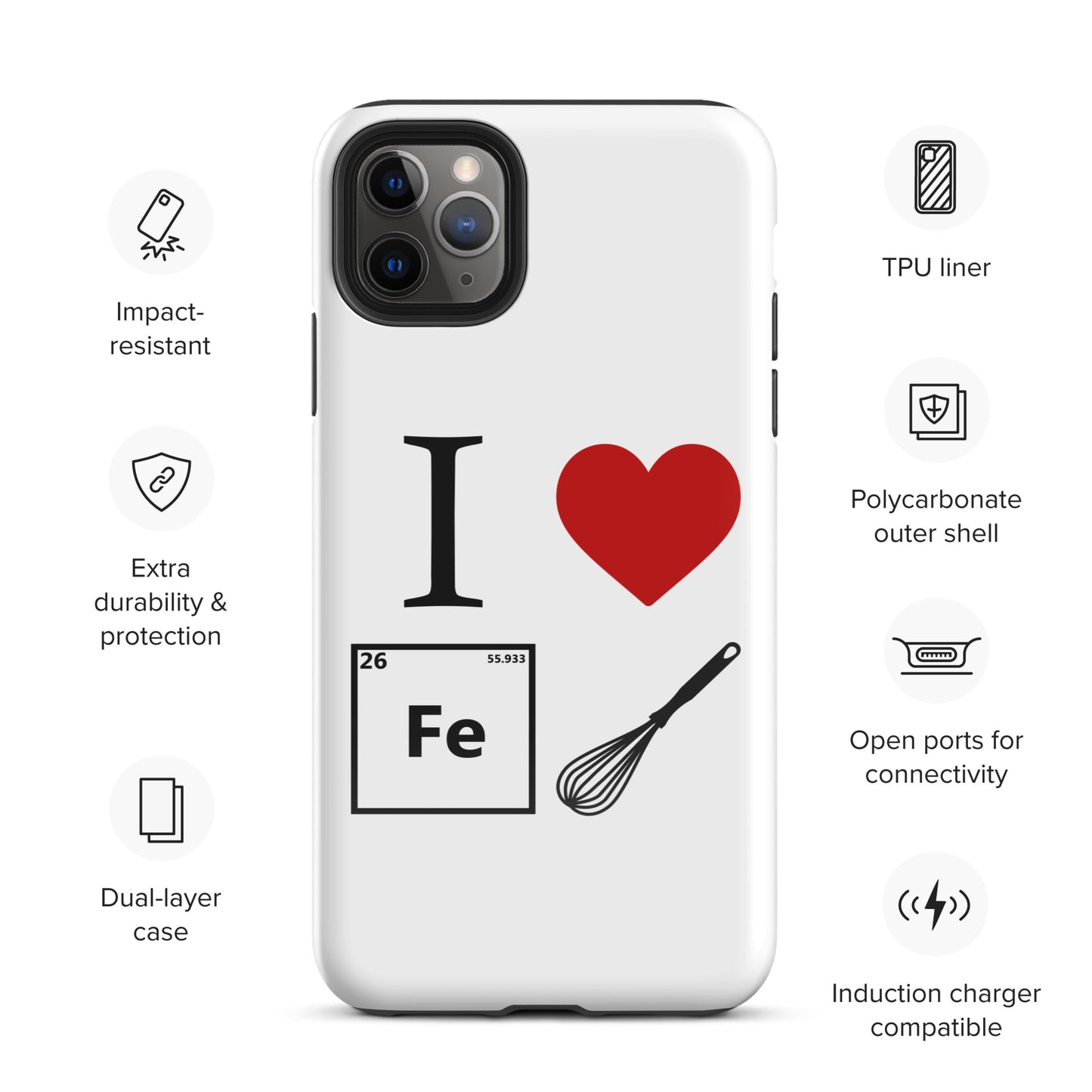 "I Heart Iron Whisk" White Tough Case for iPhone®