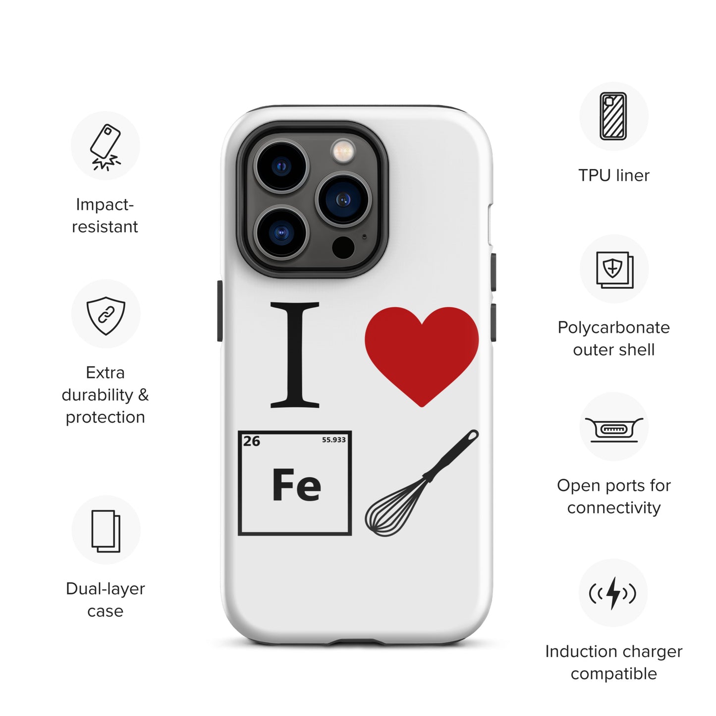 "I Heart Iron Whisk" White Tough Case for iPhone®