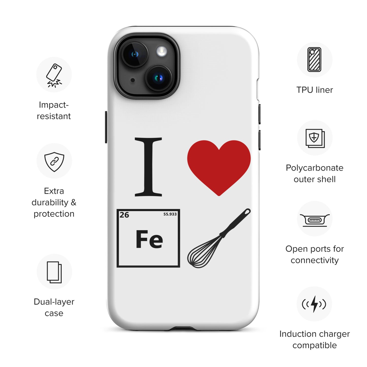 "I Heart Iron Whisk" White Tough Case for iPhone®