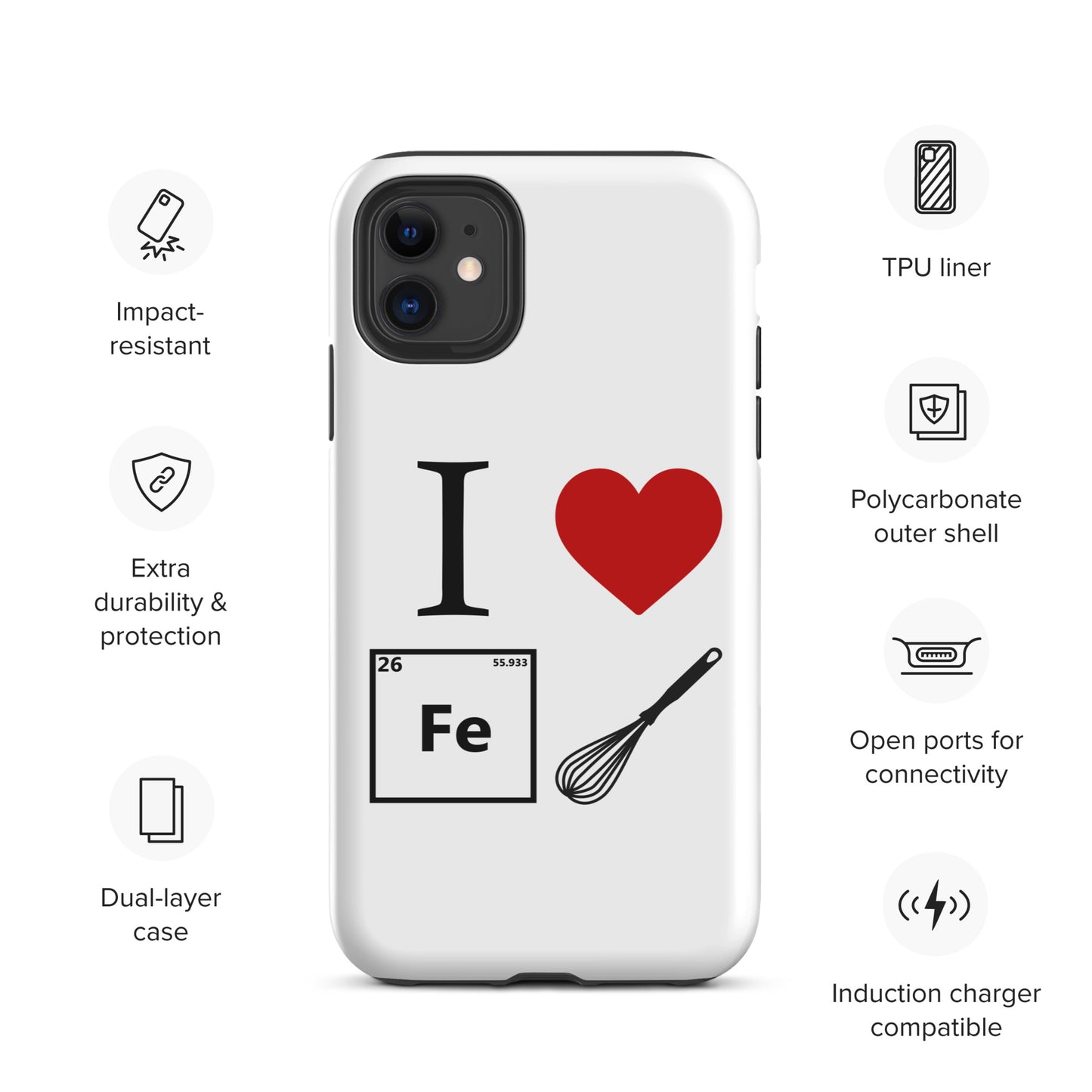 "I Heart Iron Whisk" White Tough Case for iPhone®