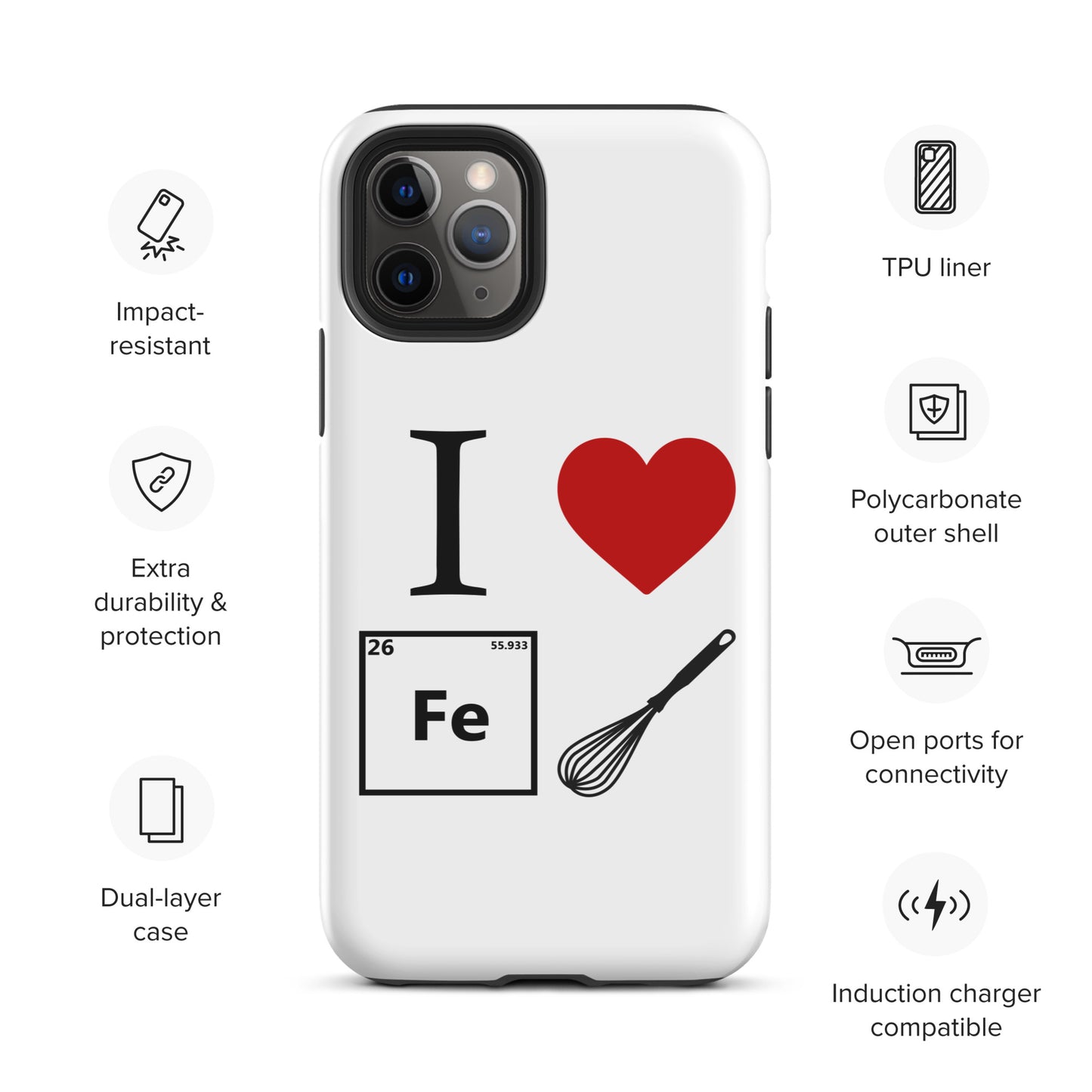 "I Heart Iron Whisk" White Tough Case for iPhone®