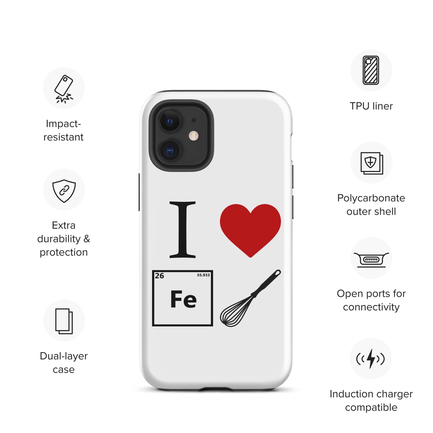 "I Heart Iron Whisk" White Tough Case for iPhone®