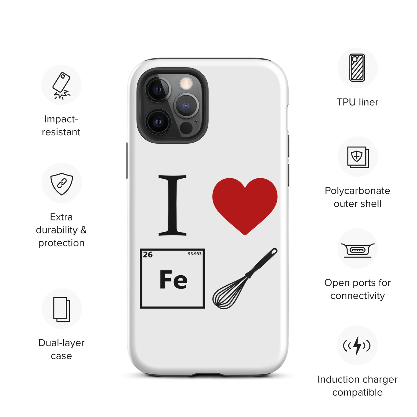 "I Heart Iron Whisk" White Tough Case for iPhone®