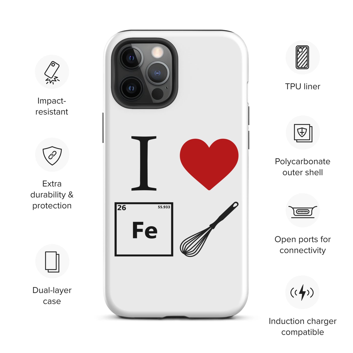 "I Heart Iron Whisk" White Tough Case for iPhone®