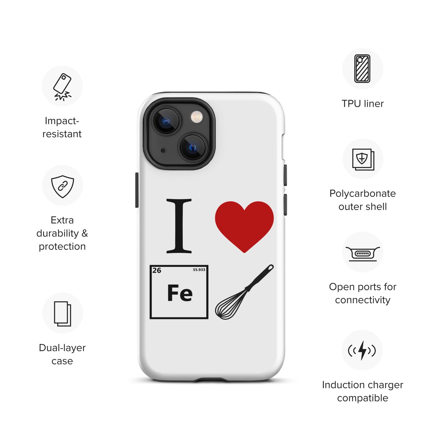 "I Heart Iron Whisk" White Tough Case for iPhone®