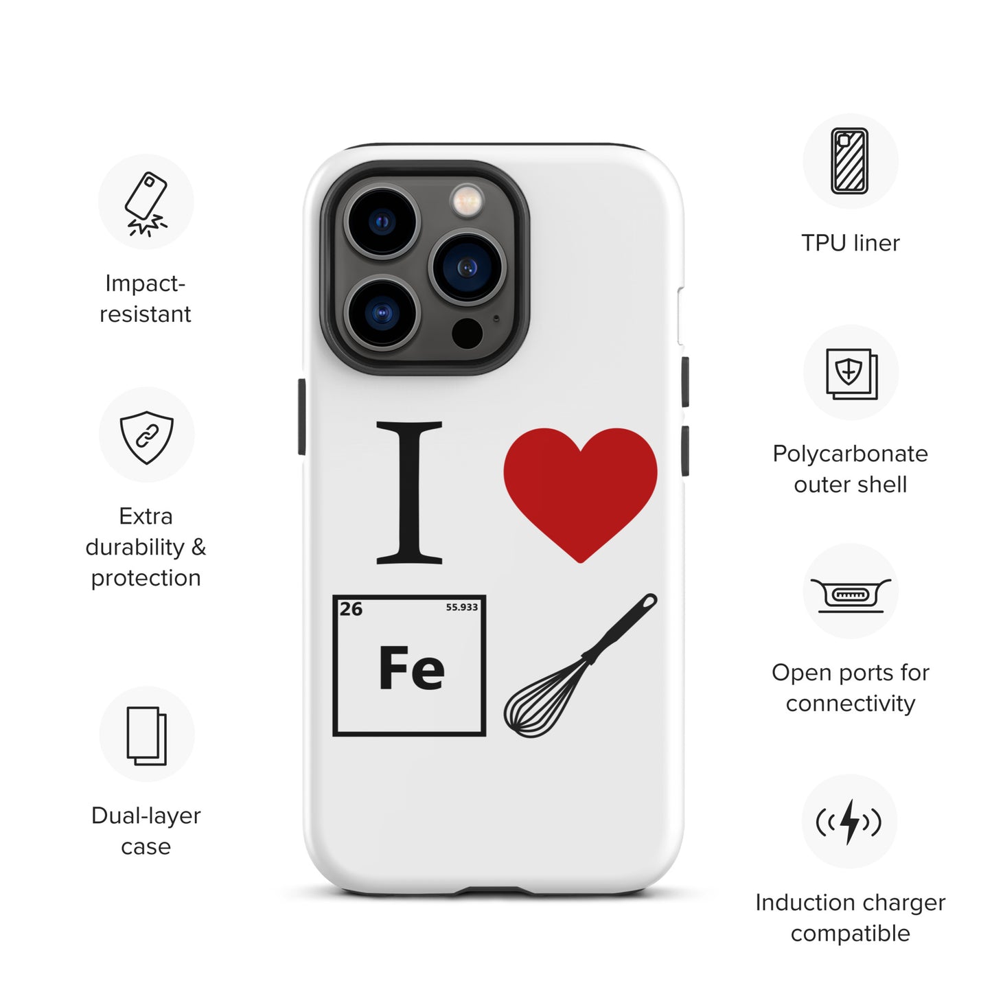 "I Heart Iron Whisk" White Tough Case for iPhone®