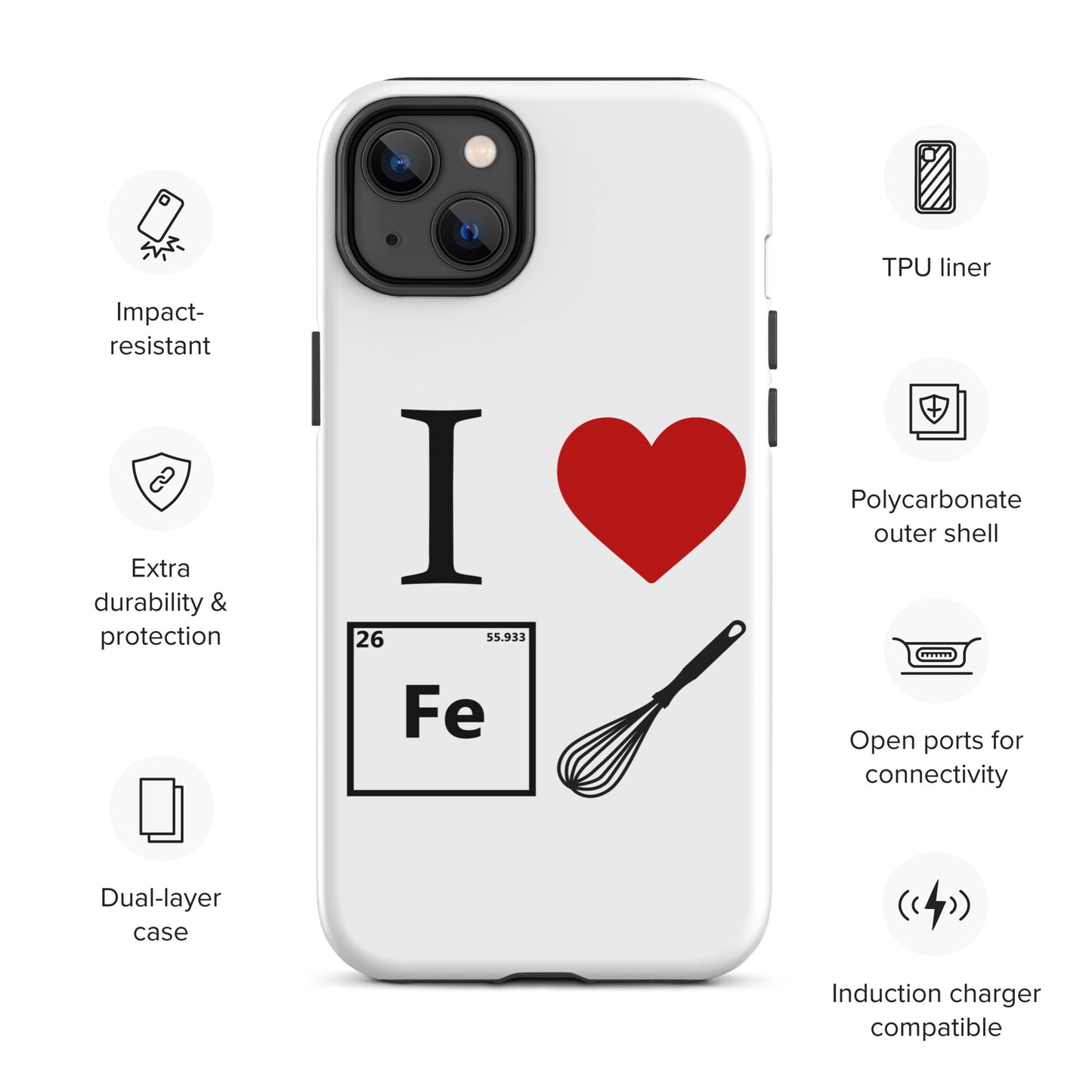 "I Heart Iron Whisk" White Tough Case for iPhone®