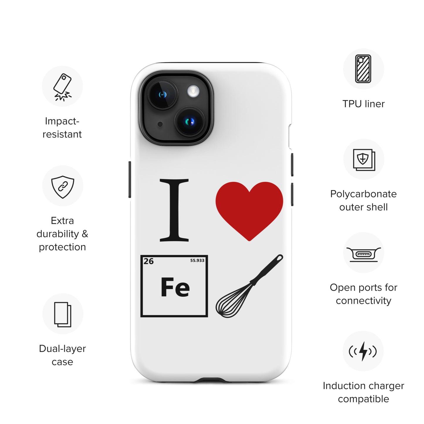 "I Heart Iron Whisk" White Tough Case for iPhone®