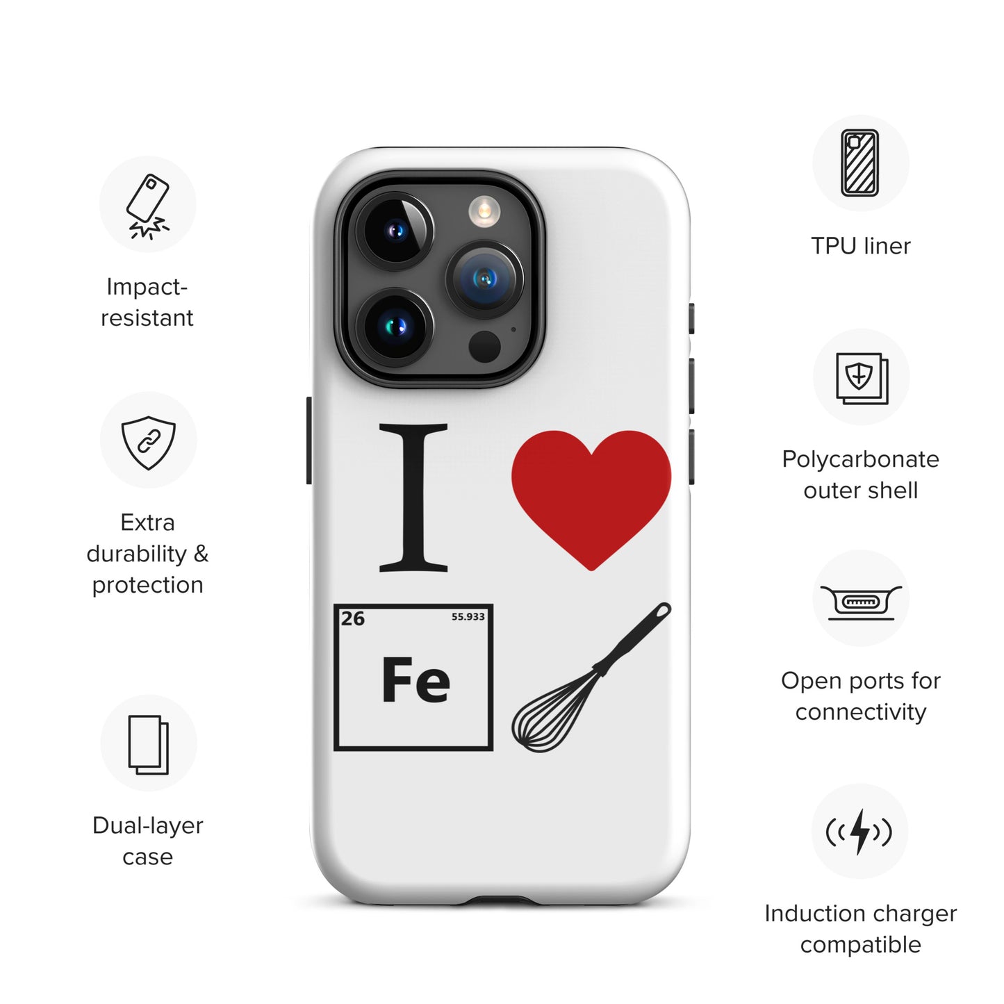 "I Heart Iron Whisk" White Tough Case for iPhone®