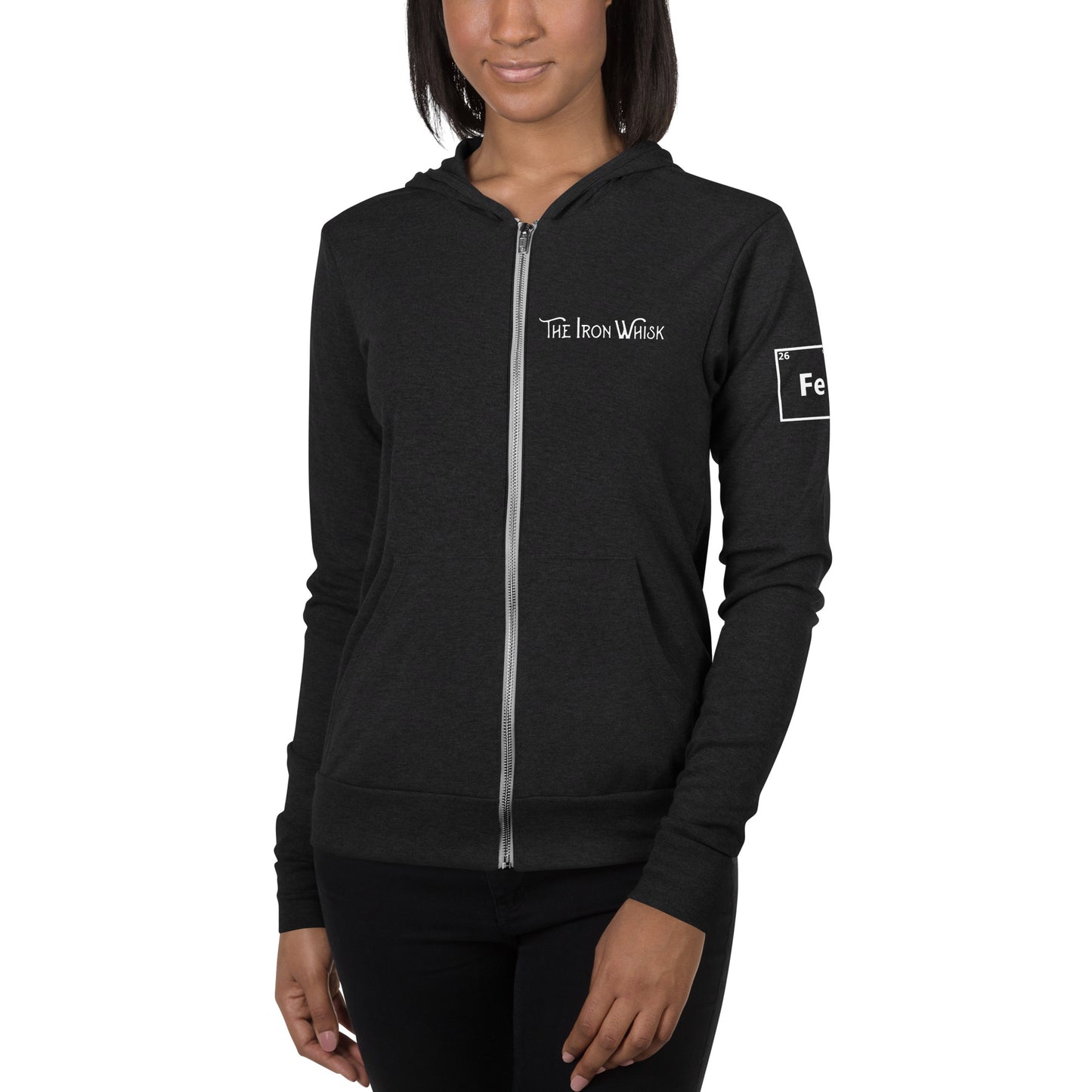 Unisex Zip Hoodie with White Logo