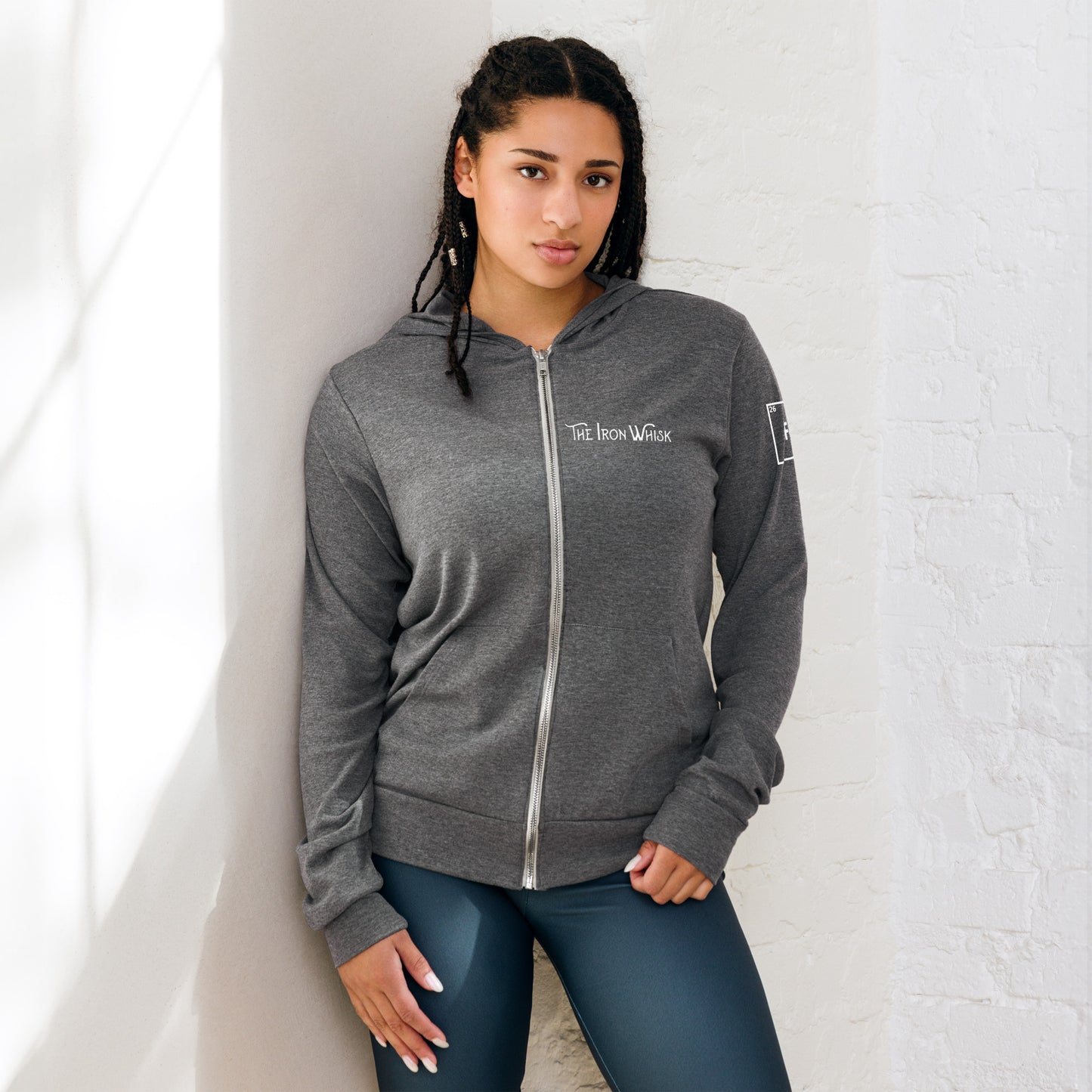 Unisex Zip Hoodie with White Logo