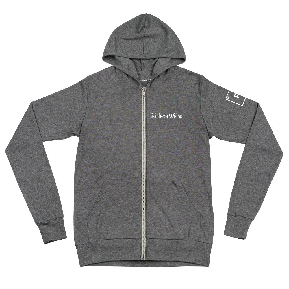 Unisex Zip Hoodie with White Logo