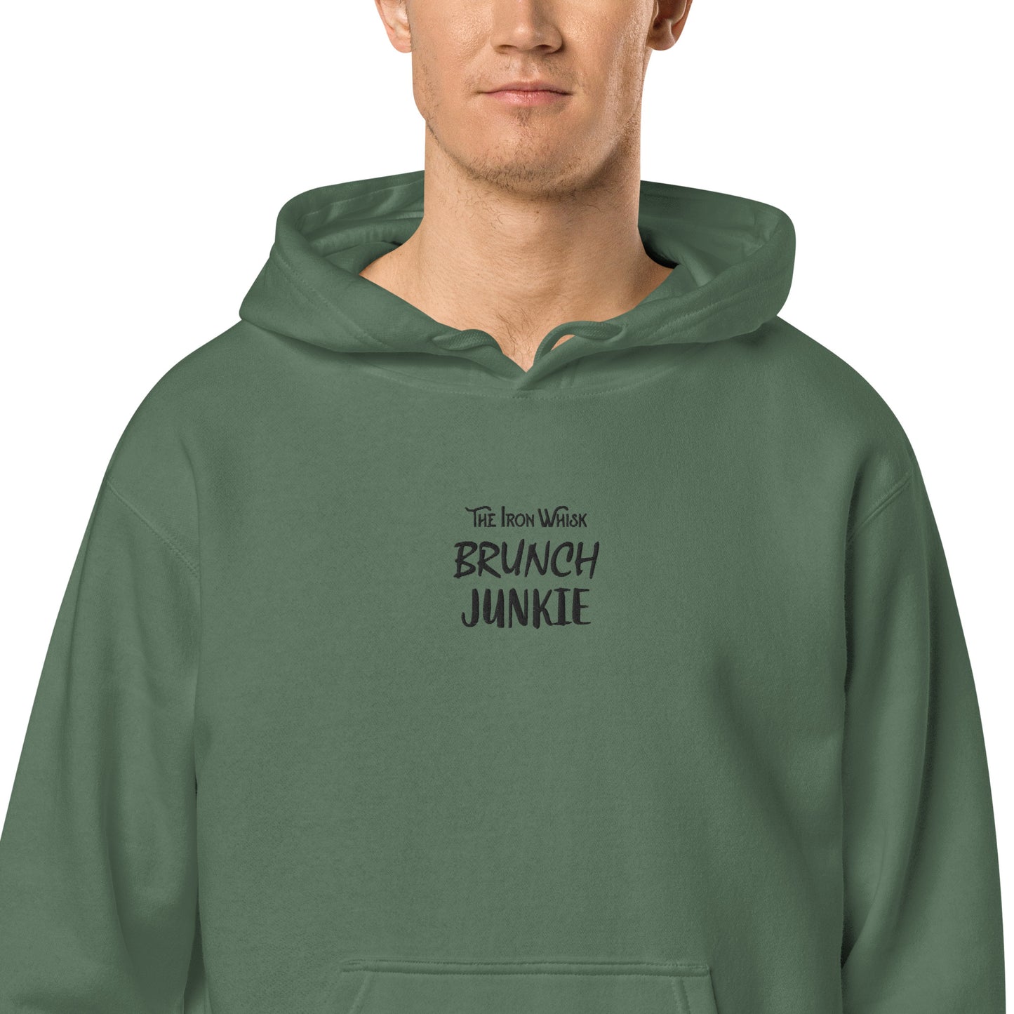 The Iron Whisk “Brunch Junkie” unisex pigment-dyed hoodie