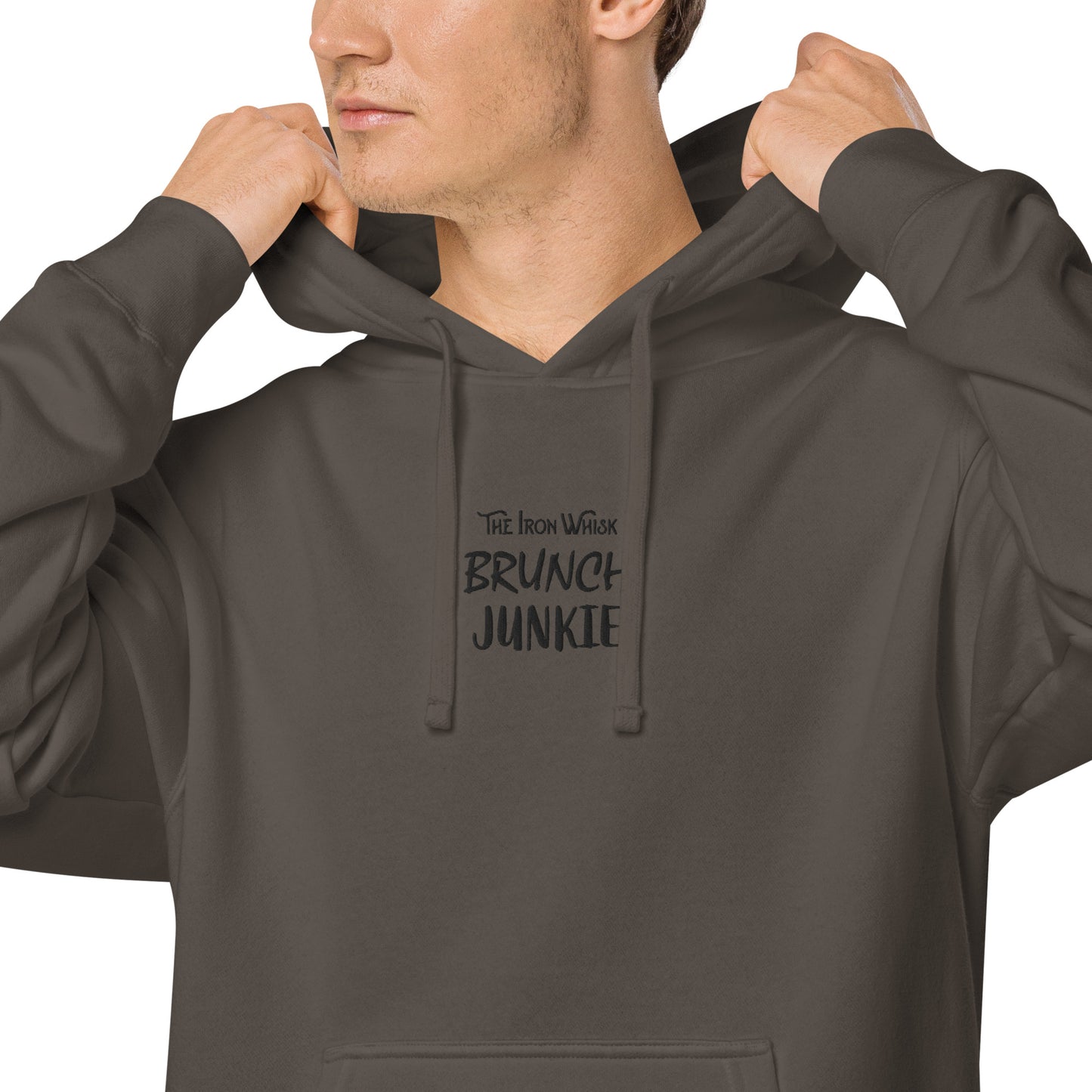 The Iron Whisk “Brunch Junkie” unisex pigment-dyed hoodie