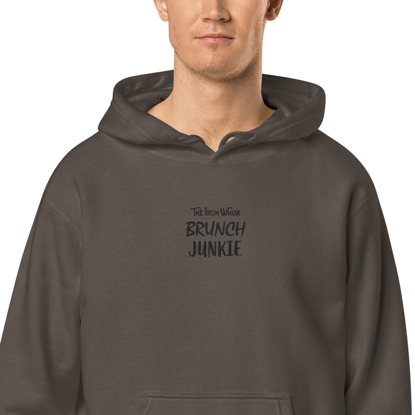 The Iron Whisk “Brunch Junkie” unisex pigment-dyed hoodie