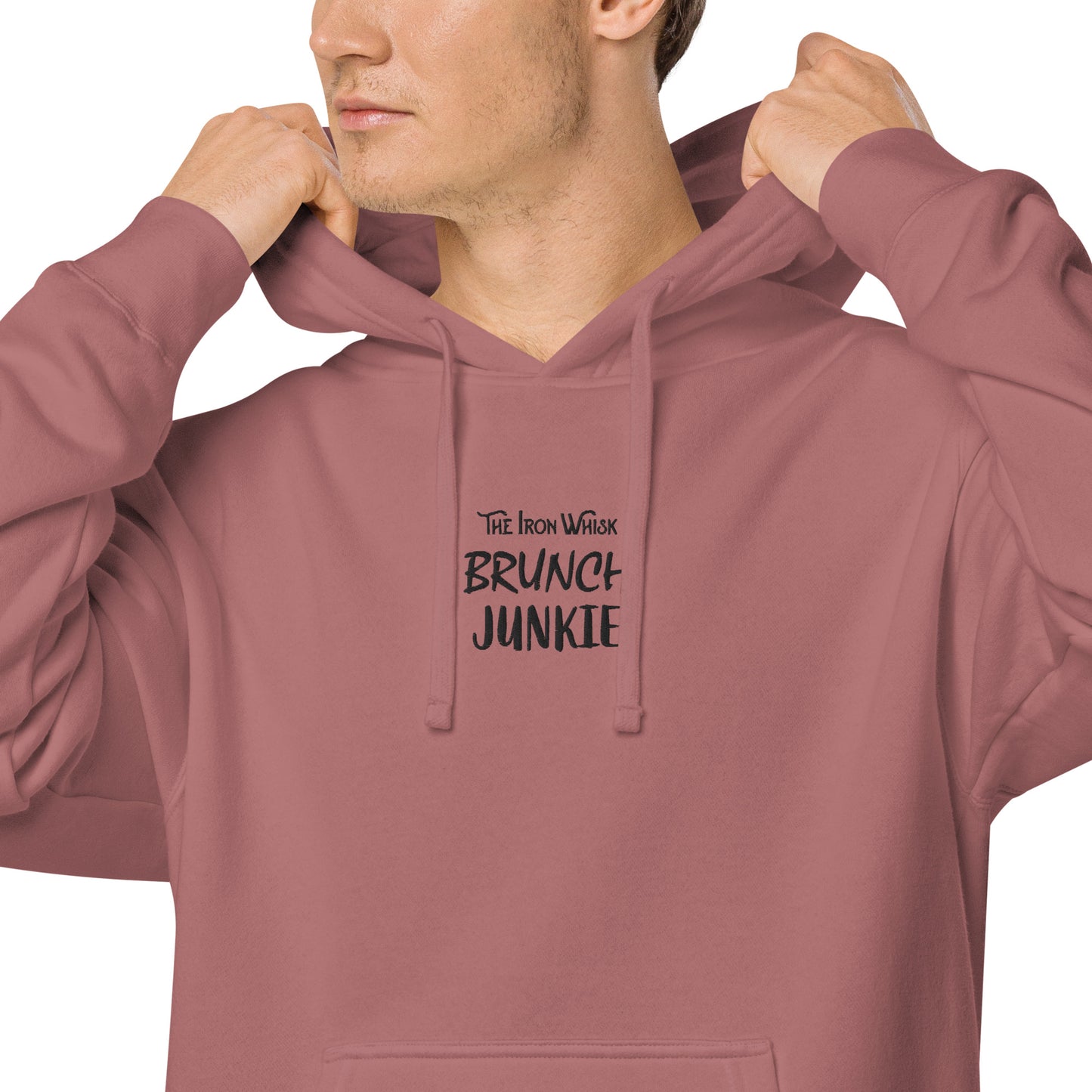 The Iron Whisk “Brunch Junkie” unisex pigment-dyed hoodie