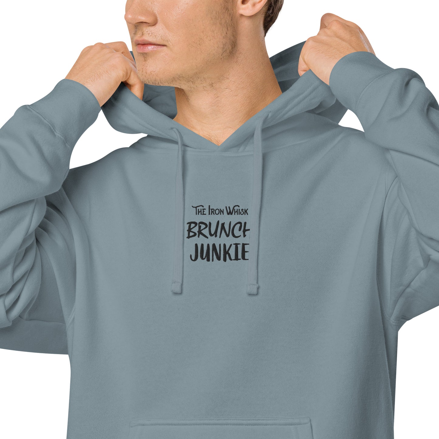 The Iron Whisk “Brunch Junkie” unisex pigment-dyed hoodie