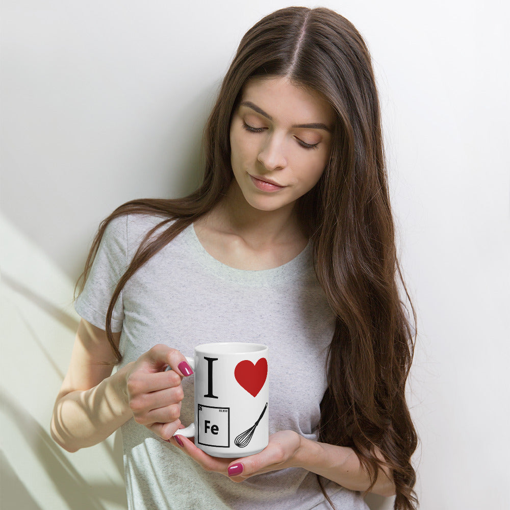 "I Heart Iron Whisk" White Glossy Mug (Right Hand)