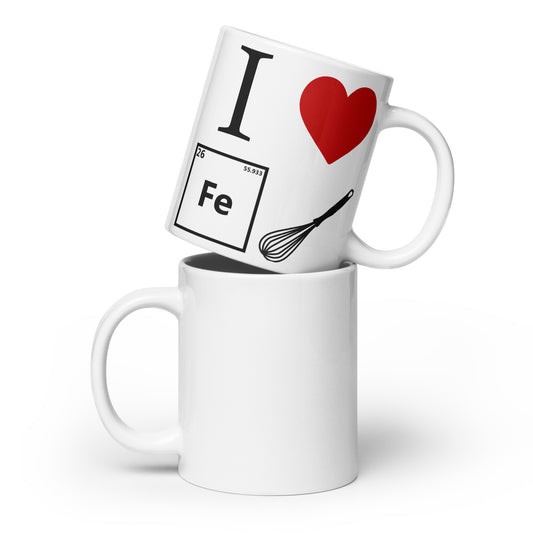 "I Heart Iron Whisk" White Glossy Mug (Left Hand)